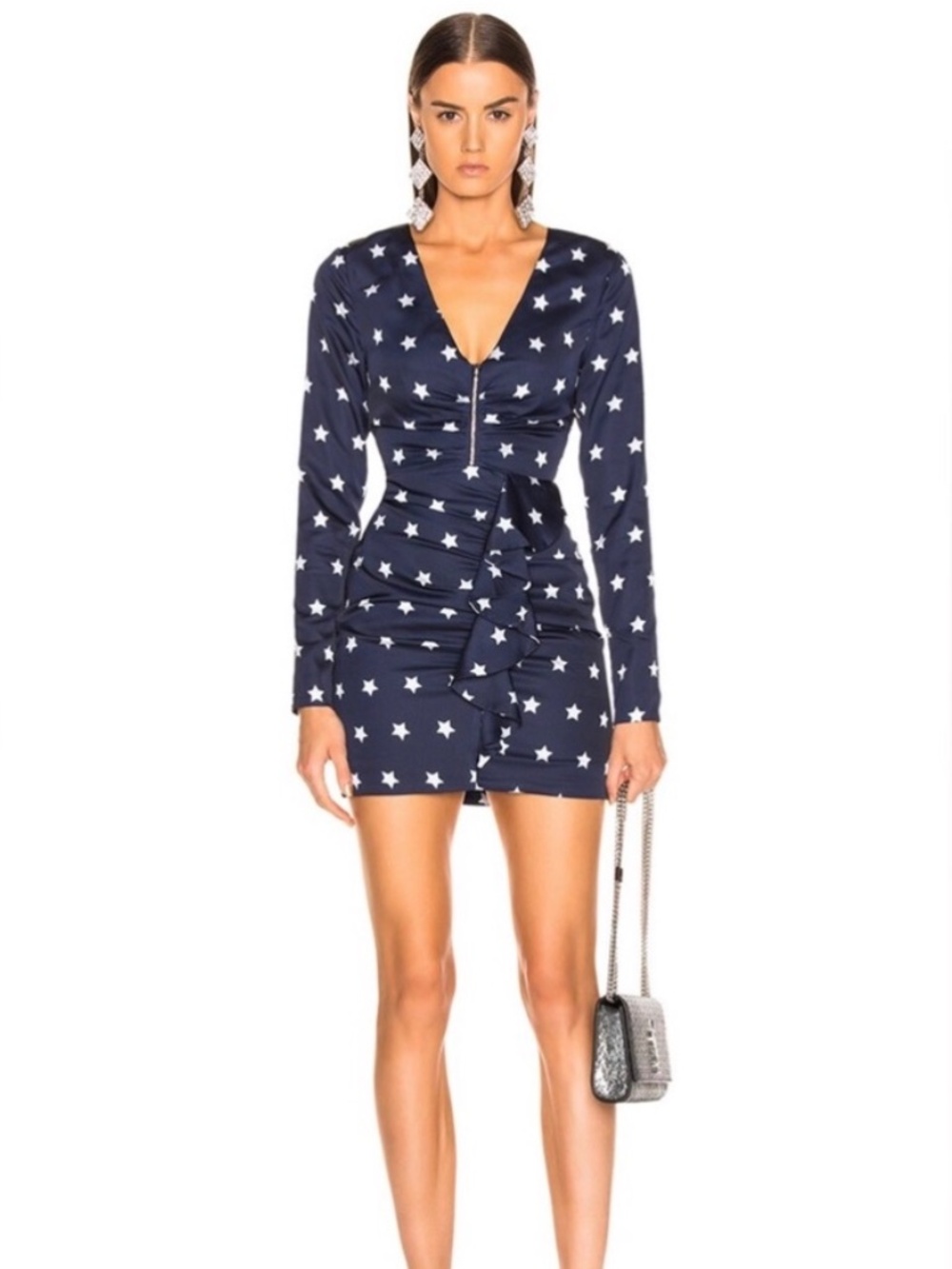 Self Portrait Star Print Zipper Mini Dress NWT